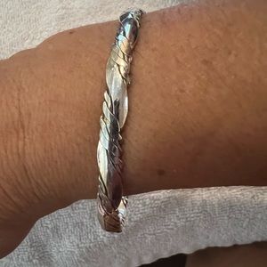 Indian Handmade Silver Bangle! Artist stamp inside. 9” diameter.